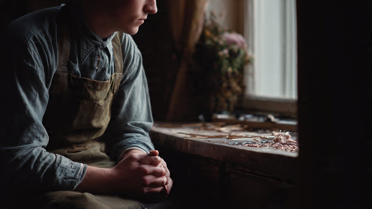 Finished handcrafted object conveying human intention and restraint