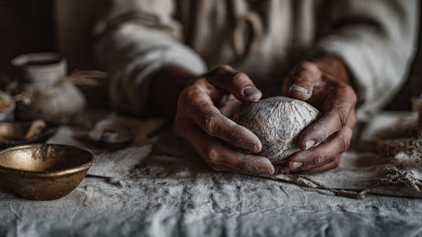 Hands engaged in slow, deliberate craftsmanship under natural light